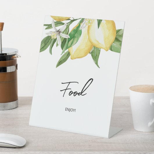Lemon Greenery Food Sign Reclamebord Met Voetstuk (Insitu)