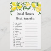Lemon Greenery Gold Bridal Word Scramble Game (Voorkant)