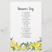 Lemon Greenery Gold Bridal Word Scramble Game (Achterkant)
