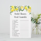 Lemon Greenery Gold Bridal Word Scramble Game (Staand voorkant)