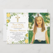 Lemon Greenery Gold Glitter First Community Foto Kaart (Voorkant)