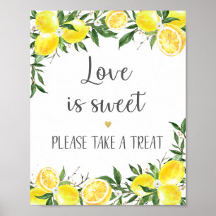 Lemon Greenery Gold Love is Sweet Vrijgezellenfees Poster