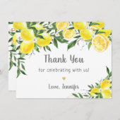 Lemon Greenery Gold Vrijgezellenfeest Bedankkaart (Voorkant / Achterkant)