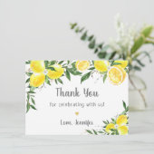 Lemon Greenery Gold Vrijgezellenfeest Bedankkaart (Staand voorkant)