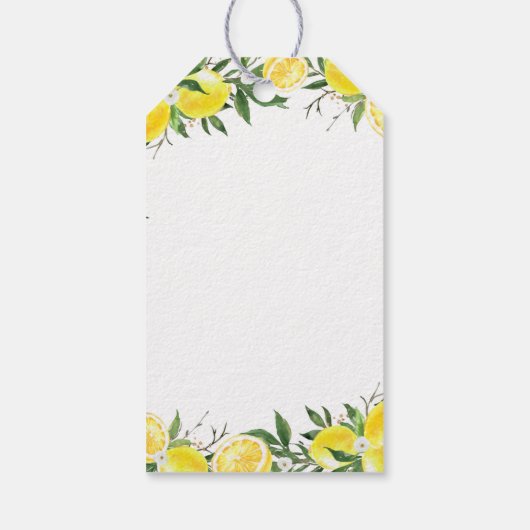 Lemon Greenery Gold Vrijgezellenfeest Cadeaulabel (Achterkant)