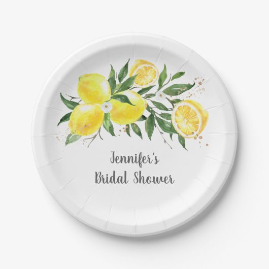 Lemon Greenery Gold Vrijgezellenfeest Papieren Bordje (Voorkant)