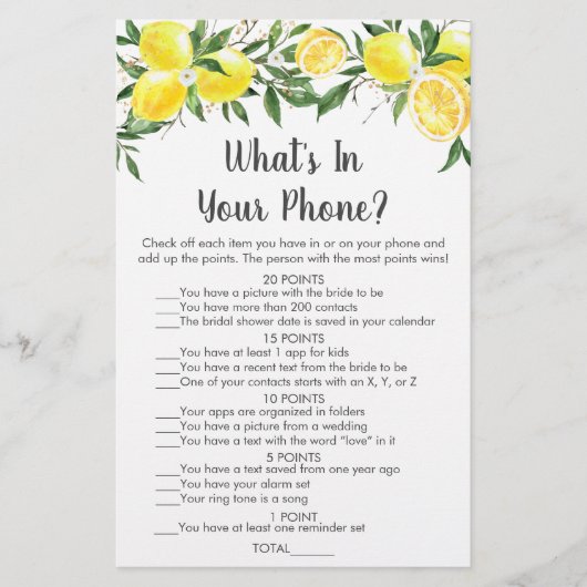 Lemon Greenery Gold wat zit er in je telefoonspel (Voorkant)