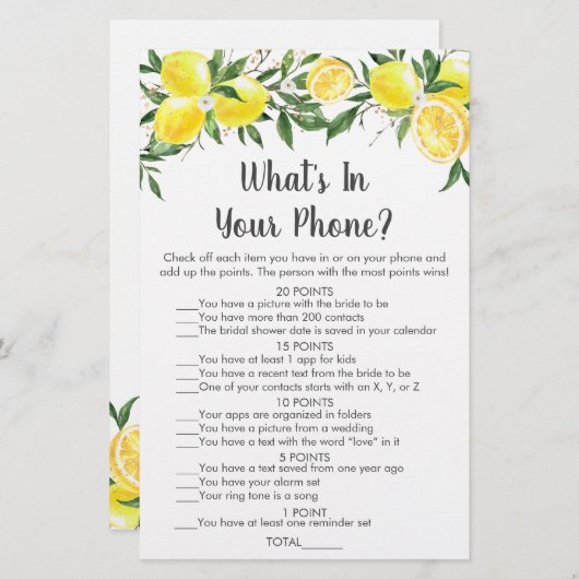 Lemon Greenery Gold wat zit er in je telefoonspel (Voorkant / Achterkant)