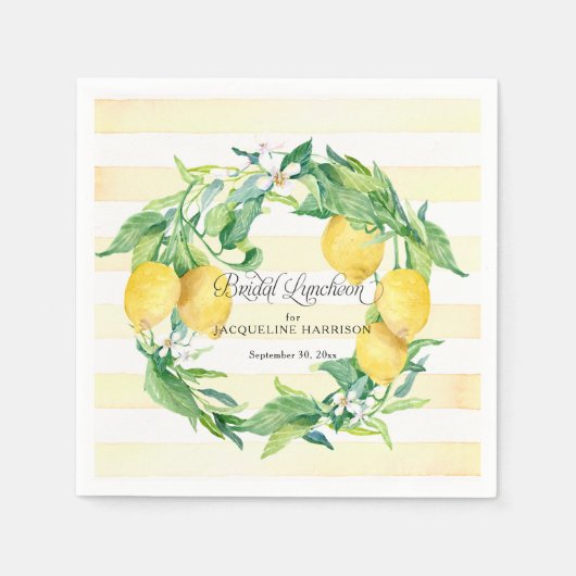 Lemon Greenery Krans Witte Bloemen Bruids Luncheon Servet (Voorkant)