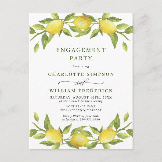 Lemon Greenery VERBINTENIS PARTY Invitation Briefkaart (Voorkant)