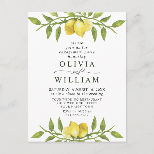 Lemon Greenery VERBINTENIS PARTY Invitation Briefkaart (Voorkant)