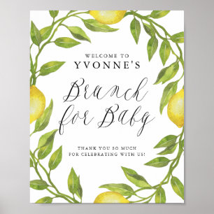 Lemon Greenery Wreath Baby shower Brunch Welkom Poster
