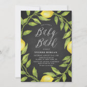Lemon Greenery Wreath Chalkboard Baby shower Bash Kaart (Voorkant)