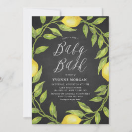 Lemon Greenery Wreath Chalkboard Baby shower Bash Kaart