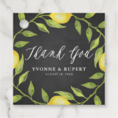 Lemon Greenery Wreath Chalkboard Wedding Dank je Bedankjes Labels (Voorkant)
