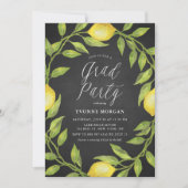 Lemon Greenery Wreath Rustic Chalkboard Afstuderen Kaart (Voorkant)