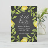 Lemon Greenery Wreath Rustic Chalkboard Afstuderen Kaart (Staand voorkant)