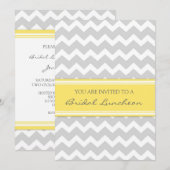 Lemon Grey Chevron Bridal Lunch Kaart (Voorkant / Achterkant)
