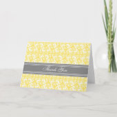 Lemon Grey Damask Baby shower Dank u kaart (Voorkant)