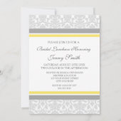 Lemon Grey Damask Bridal Lunch Invitation Cards Kaart (Achterkant)