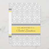 Lemon Grey Damask Bridal Lunch Invitation Cards Kaart (Voorkant / Achterkant)