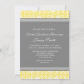 Lemon Grey Damask Bridal Lunch Invitation Cards Kaart (Achterkant)