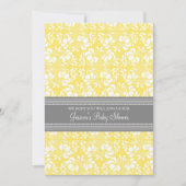 Lemon Grey Damask Custom Baby Shower-uitnodigingen Kaart (Voorkant)
