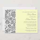 Lemon Grey Damask Custom Baby Shower-uitnodigingen Kaart (Achterkant)
