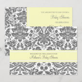 Lemon Grey Damask Custom Baby Shower-uitnodigingen Kaart (Voorkant / Achterkant)