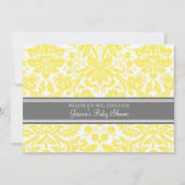 Lemon Grey Damask Custom Baby Shower-uitnodigingen Kaart (Voorkant)