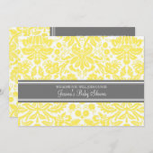 Lemon Grey Damask Custom Baby Shower-uitnodigingen Kaart (Voorkant / Achterkant)