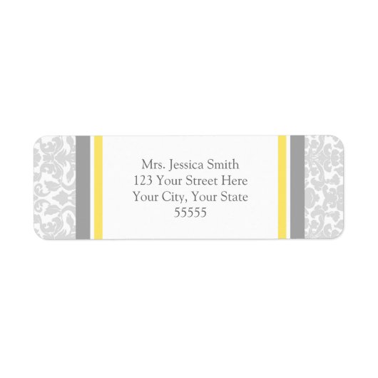 Lemon Grey Damask Custom Return Adres Labels (Voorkant)