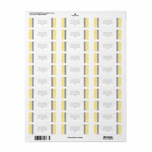 Lemon Grey Damask Custom Return Adres Labels (Full Sheet)