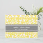 Lemon Grey Damask net gehuwde koninklijke kaarten (Staand voorkant)