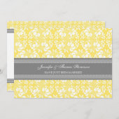 Lemon Grey Damask net gehuwde koninklijke kaarten (Voorkant / Achterkant)