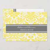 Lemon Grey Damask Rehearsal Dinner Party Kaart (Voorkant / Achterkant)