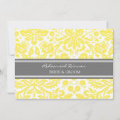 Lemon Grey Damask Rehearsal Dinner Party Kaart (Voorkant)