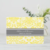 Lemon Grey Damask Rehearsal Dinner Party Kaart (Staand voorkant)