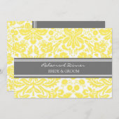Lemon Grey Damask Rehearsal Dinner Party Kaart (Voorkant / Achterkant)