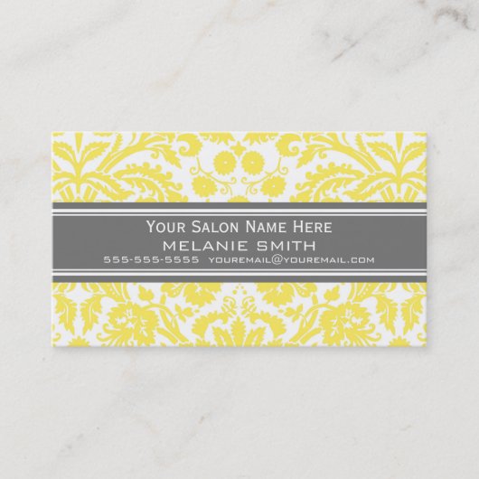 Lemon Grey Damask Salon Appointards Afsprakenkaartje (Voorkant)
