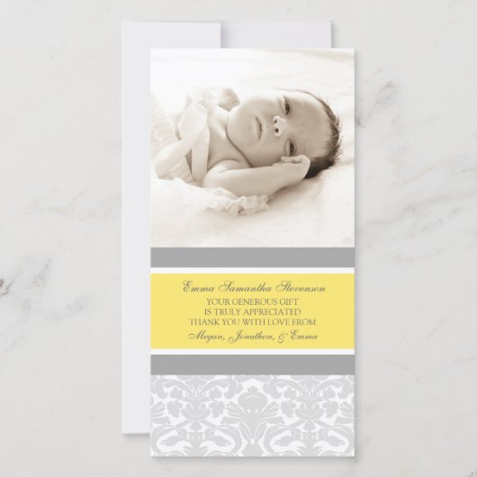 Lemon Grey Hartelijk dank Baby shower Fotokaarten Bedankkaart (Voorkant)