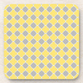 Lemon Grey Quatrefoil Pattern Onderzetter Set (Voorkant)