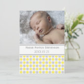 Lemon Grey Sjabloon New Baby Birth Aankondiging (Staand voorkant)