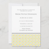 Lemon Grey Sjabloon New Baby Birth Aankondiging (Achterkant)