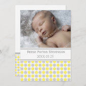 Lemon Grey Sjabloon New Baby Birth Aankondiging (Voorkant / Achterkant)