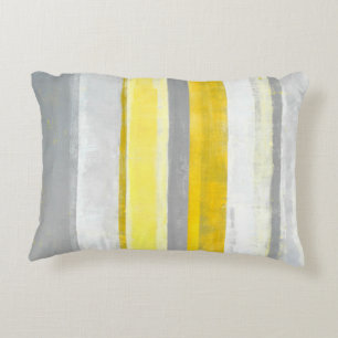 "Lemon" Grijs en Geel Abstract Kunst Decoratief Kussen