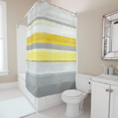 "Lemon" Grijs en Geel Abstract Kunst Douchegordijn (In situ)