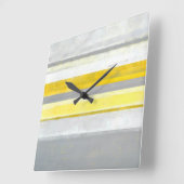 "Lemon" Grijs en Geel Abstract Kunst Vierkante Klok (Hoek)