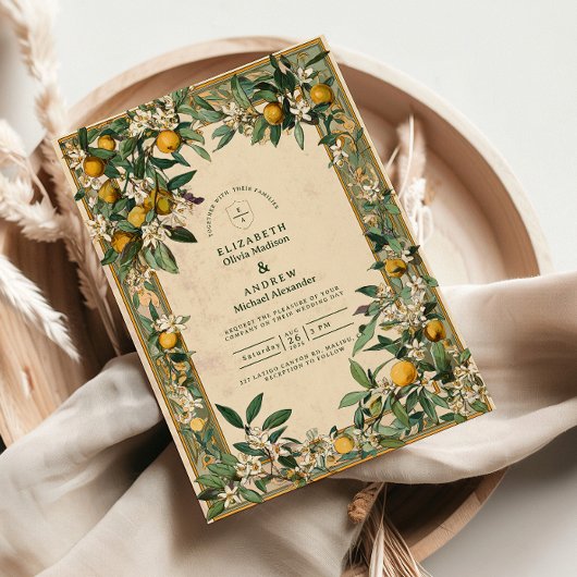 Lemon Grove Bloom Bruiloft Kaart
