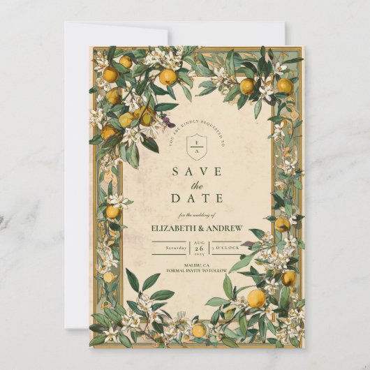 Lemon Grove Bloom Wedding Save The Date (Voorkant)